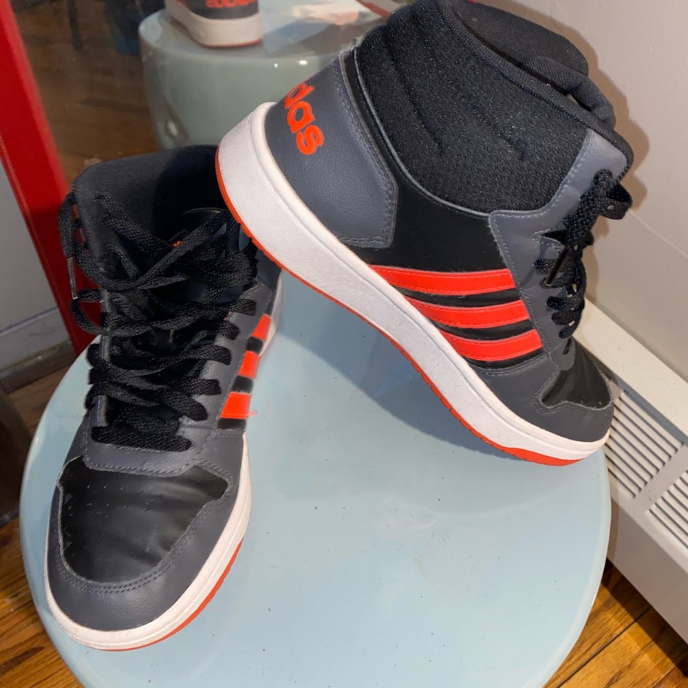 Adidas Kids Boys Hoops Mid 2.0K Basketball Black, Orange and Gray Sneakers